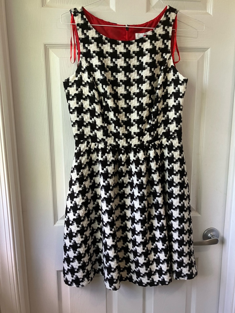 Classic Houndstooth Office Party Holiday Dinner Cocktail Dress Womens Size 8